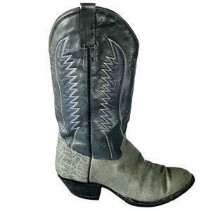Cowtown Cowboy Boots Vtg RARE Elephant Print Exotic Leather Gray 10 Mens Mexico